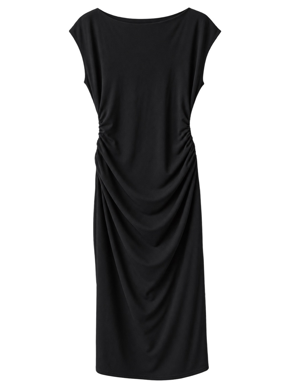 Black Ruched Sheath Dress